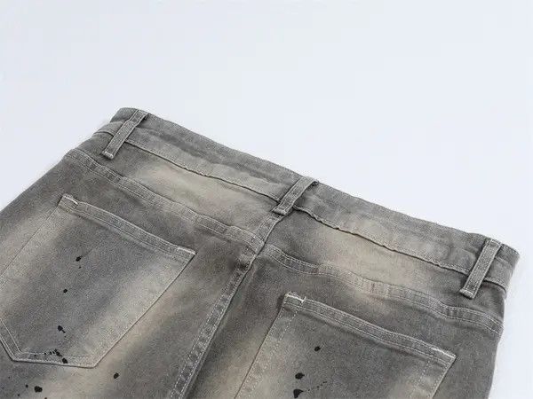Japanese Brand Street ink-splashed washed loose wide-leg flared jeans Size US 32 / EU 48 - 5 Thumbnail