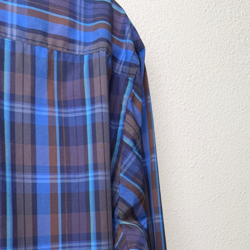 BUGATCHI Bugatchi Plaid Button Front Shirt Blue Brown Gray Men’s L Size US L / EU 52-54 / 3 - 8 Thumbnail