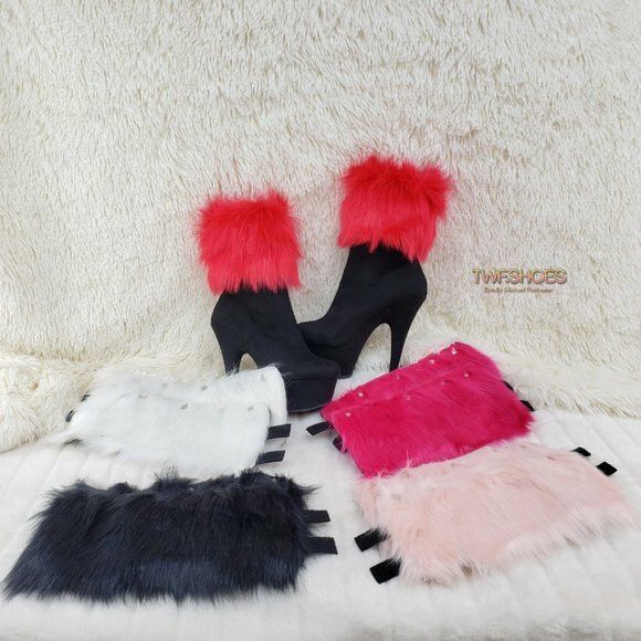 Other 1000 Furry Faux Fur Changeable Cuffs / Collars Platform Ankl Size US 7 / IT 37 - 2 Thumbnail