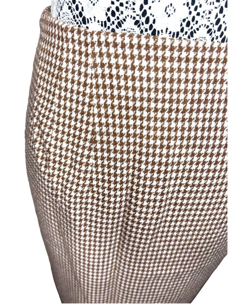Other Vintage 80s above knee plaid, kilt Skirt, M, Brown and White Size 32" / US 10 / IT 46 - 8 Thumbnail