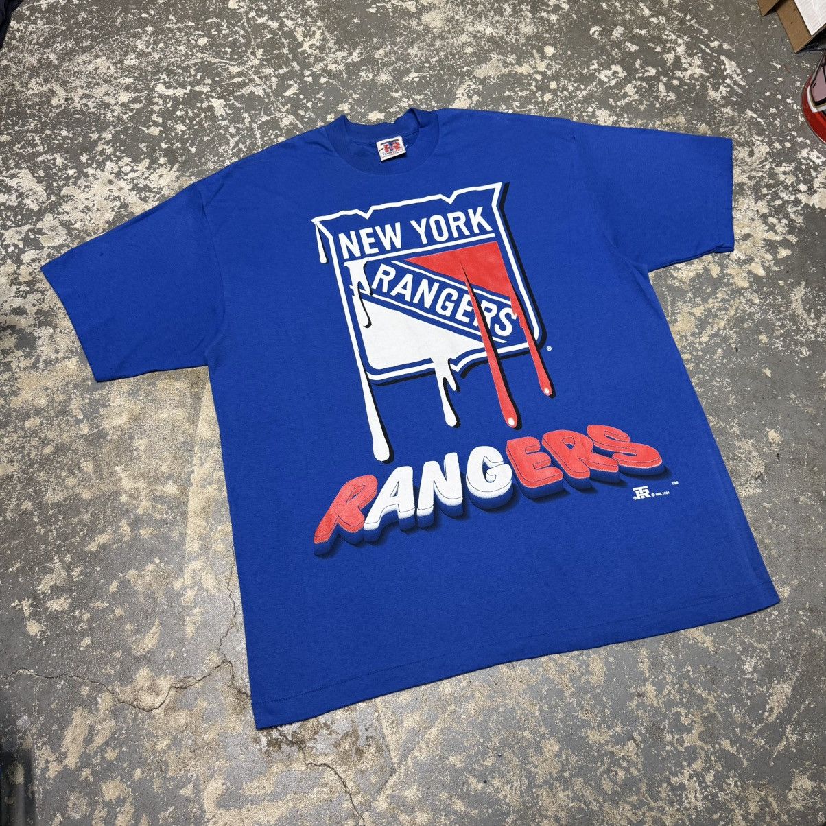 NHL Vintage New York Rangers Water Drip Logo NHL Tshirt 1994 Size US XL / EU 56 / 4 - 8 Thumbnail