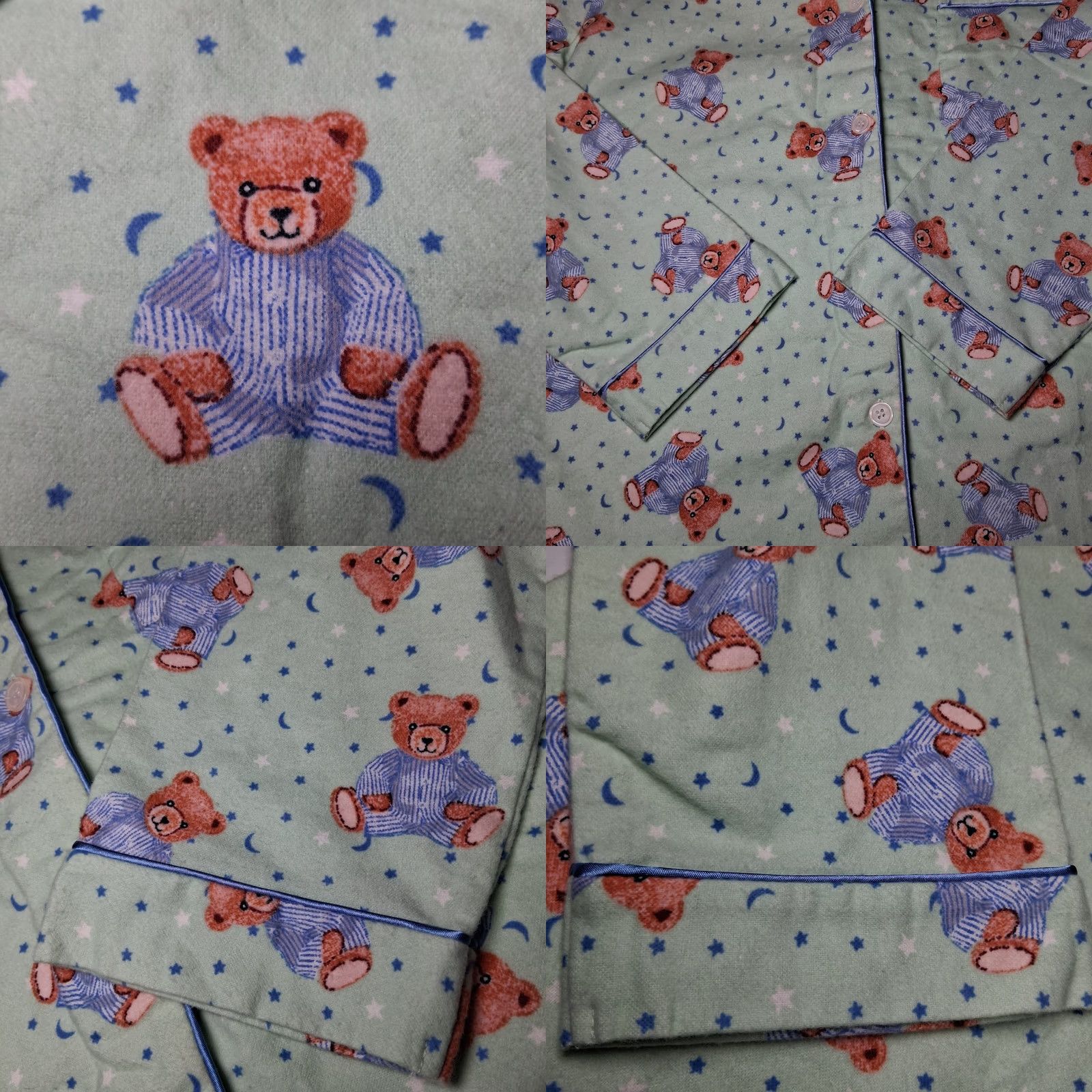 Moonstar Anna New York Flannel Pajama Shirt Small Green Teddy Bears Moon Stars Size S / US 4 / IT 40 - 9 Thumbnail