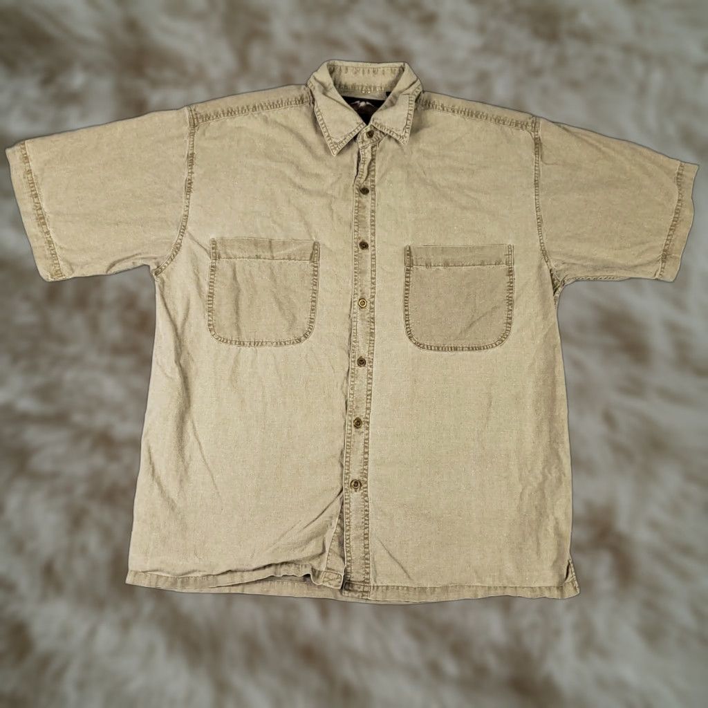 Harley Davidson VINTAGE Harley-Davidson Shirt Mens Size Large Beige Brown Button Up Short Sleeve Size US L / EU 52-54 / 3 - 1 Thumbnail