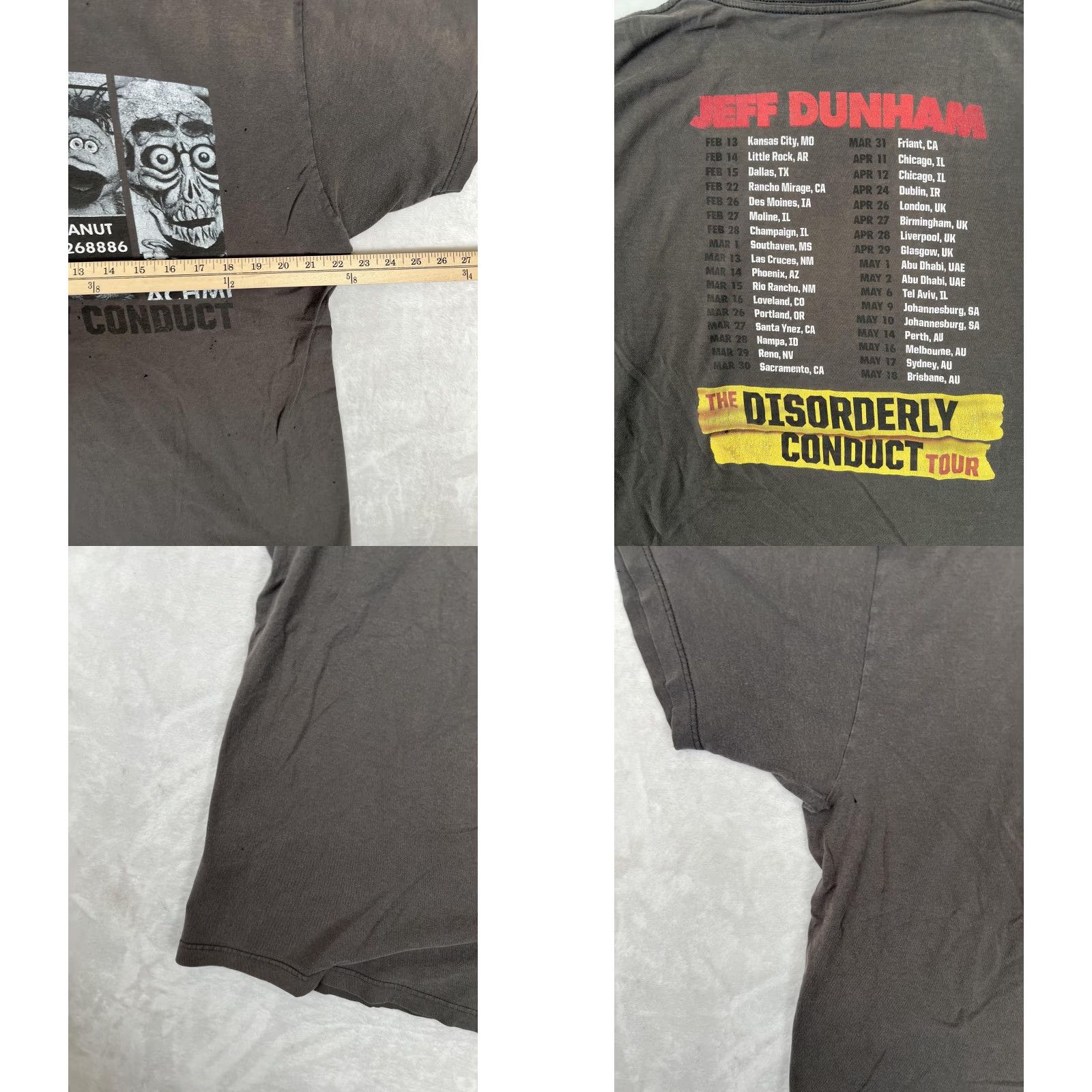 Peanuts Jeff Dunham Disorderly Conduct Tour Graphic T-Shirt Mens XL Black Walter Peanut Achmed Crew Neck Short Sleeve Size US XL / EU 56 / 4 - 9 Thumbnail