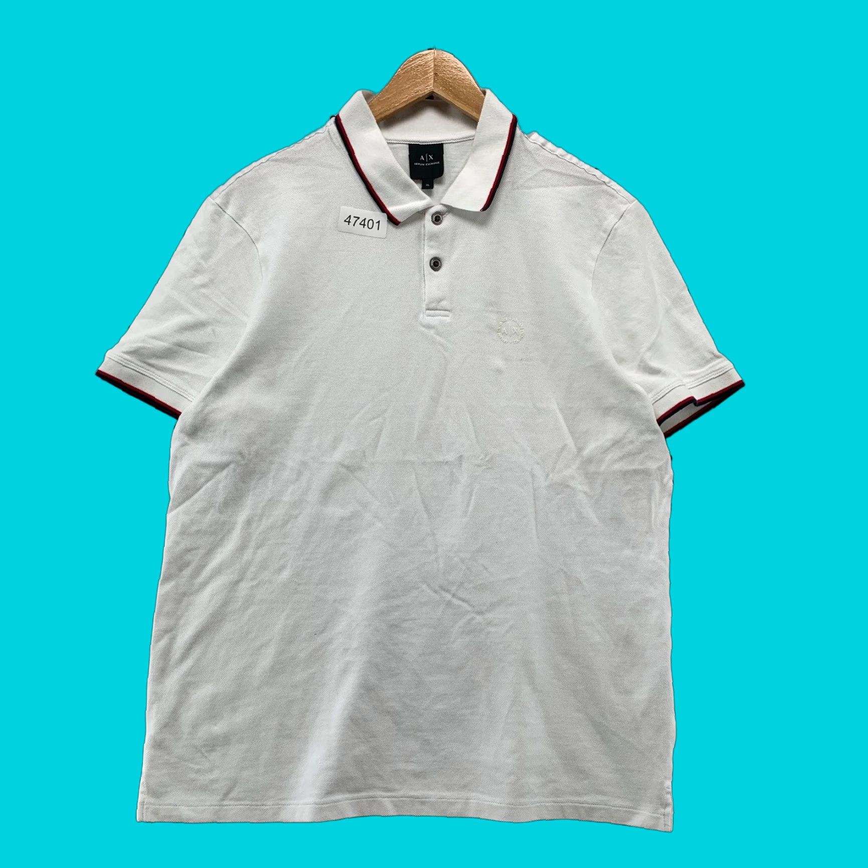 Armani Exchange Armani Exchange Polo Shirt Mens XL White Designer Preppy Collared School Work Shirt Size US XL / EU 56 / 4 - 1 Thumbnail