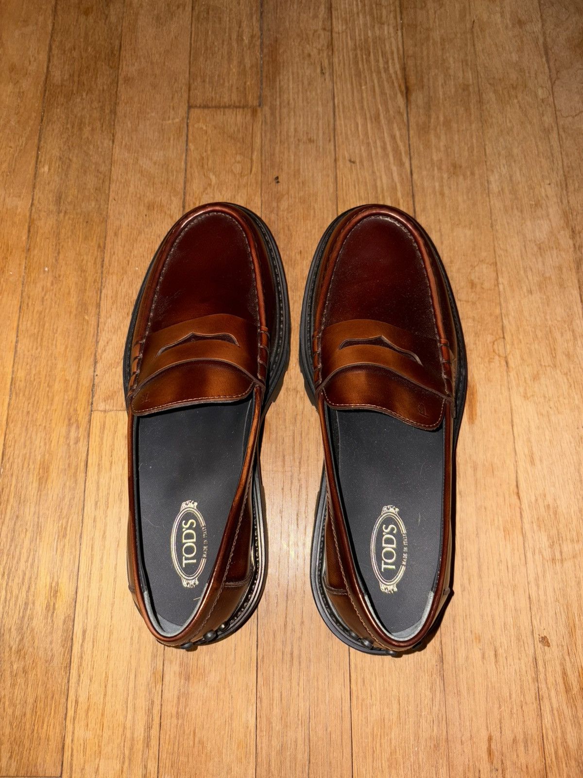 Tod's Tod’s Gomma Pesante Leather Lug-Sole Penny Loafers Size US 10 / IT 40 - 2 Thumbnail