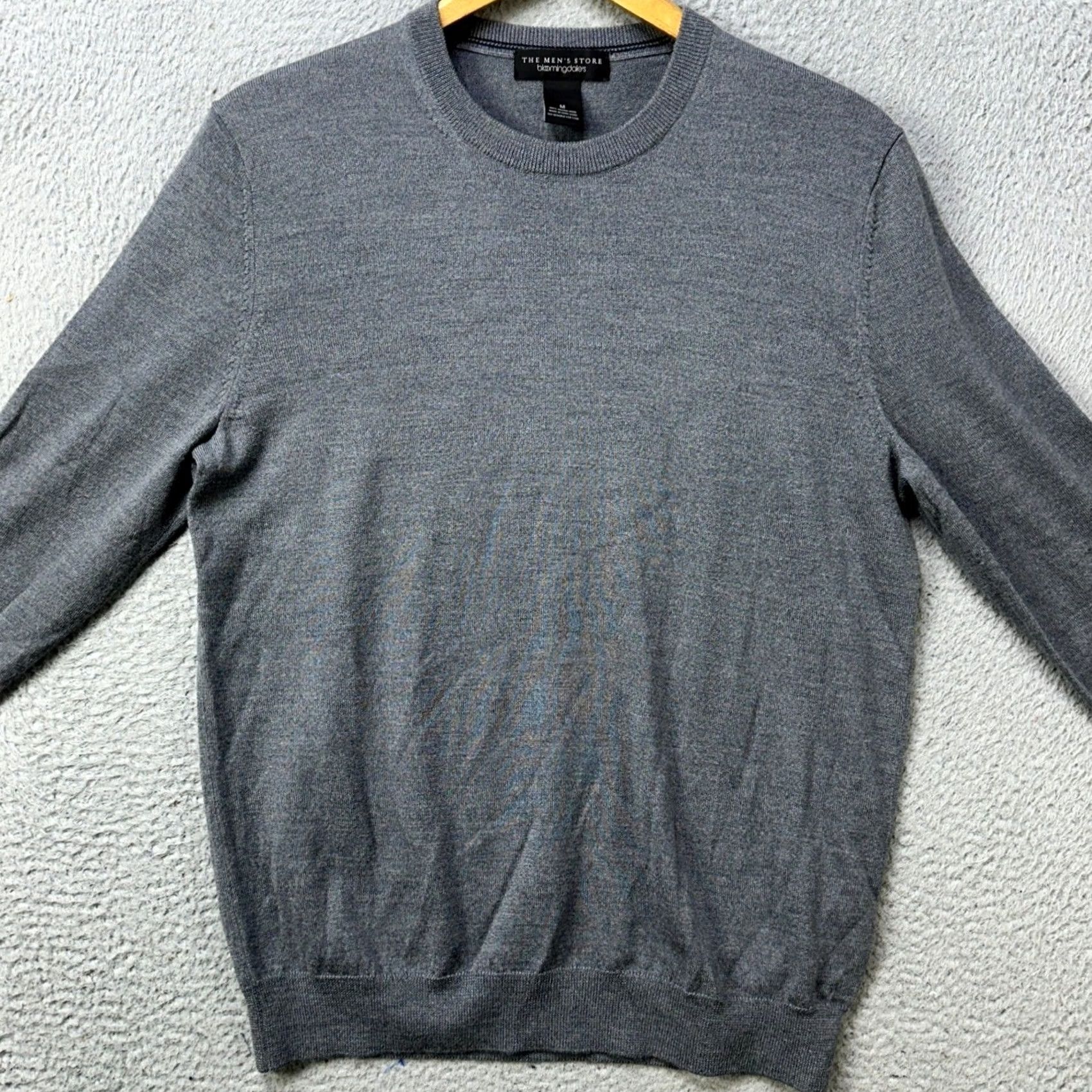Bloomingdale's Bloomingdales Mens Crewneck Sweater Gray 100% Merino Wool Lightweight Knit Pullover M Adult Mens Casual Workwear Fall Winter Spring Size US M / EU 48-50 / 2 - 3 Thumbnail
