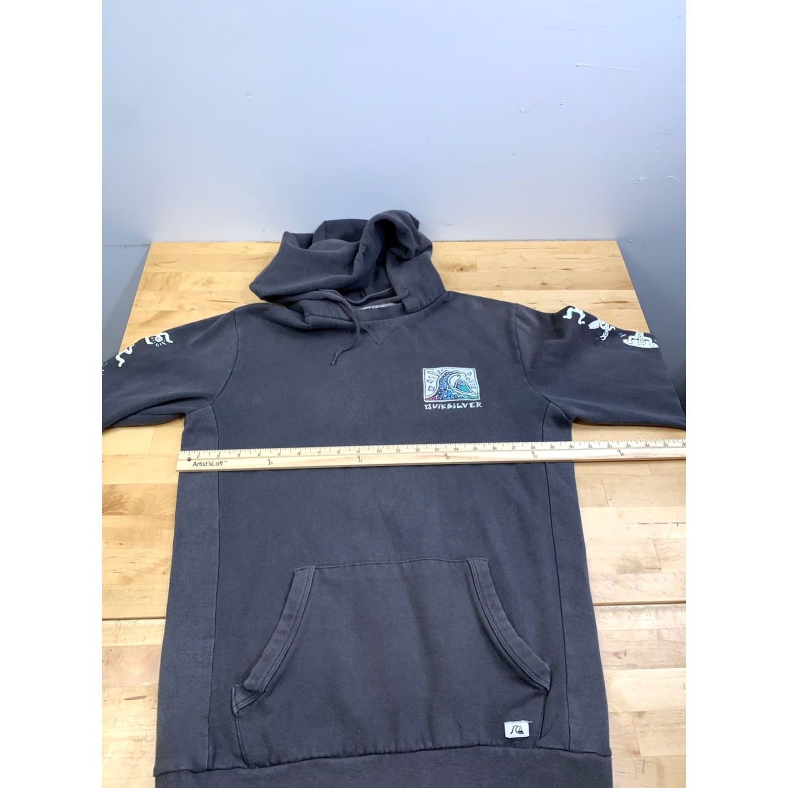 Quiksilver Quiksilver Hoodie Men Gray Beach Surf Skate Pullover Sleeve Hit Faded 13063 Size US S / EU 44-46 / 1 - 7 Thumbnail