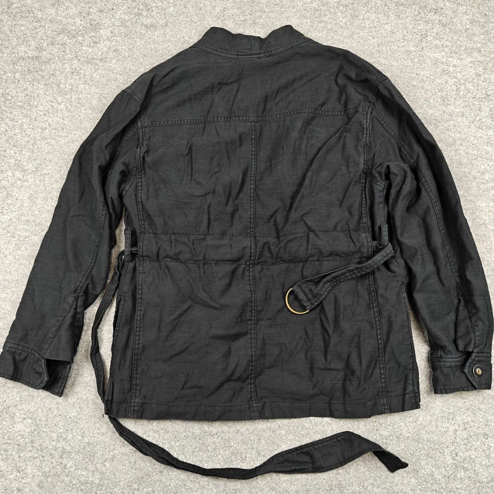 Free People Free People Jacket Womens Small Black Canvas Belted Utility Pockets Open Front Size S / US 4 / IT 40 - 5 Thumbnail