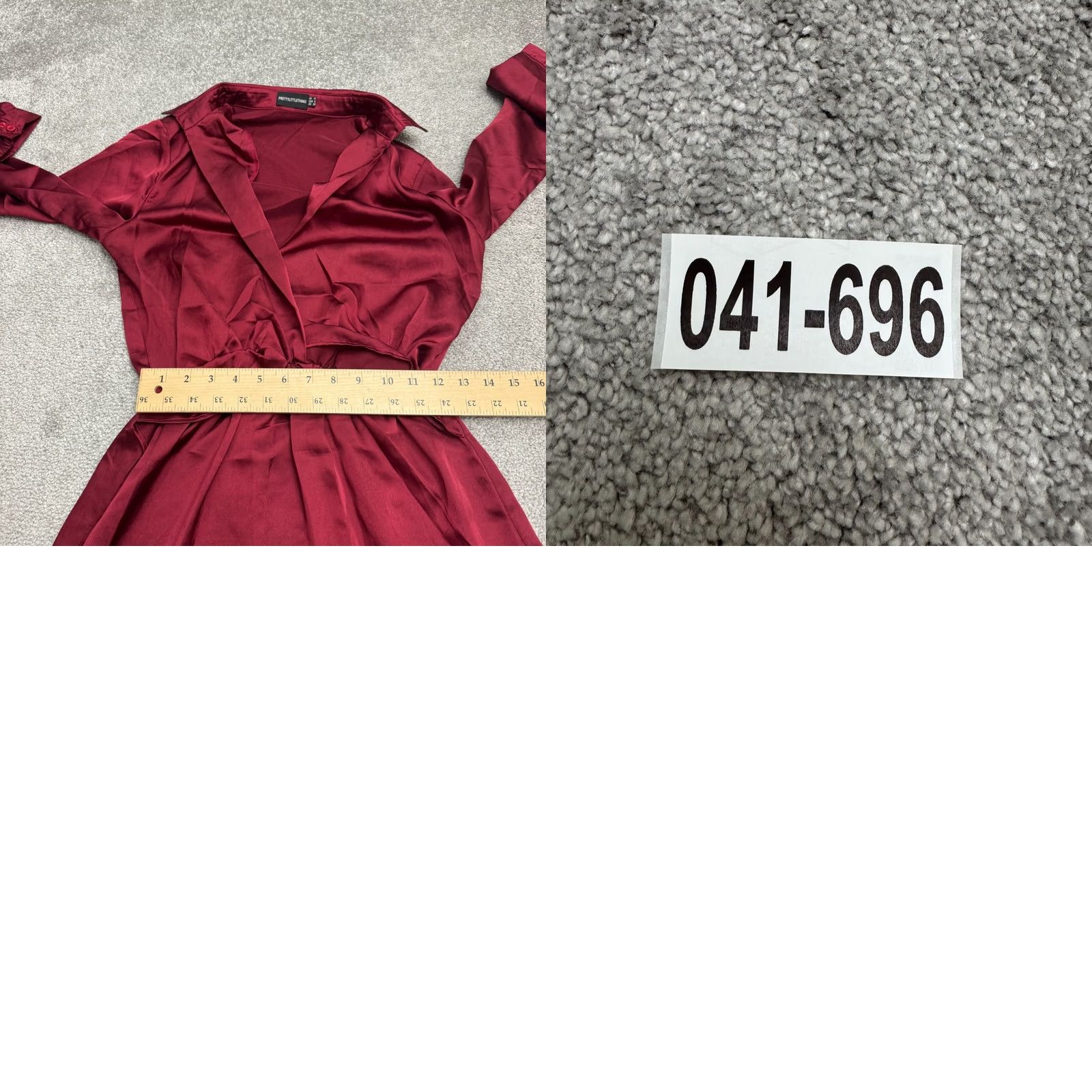 PrettyLittleThing PRETTYLITTLETHING Satin Wrapped Shirt Dress Womens 6 Burgundy Red Long Sleeve Shirt Dress Womens 6 Burgundy Red Long Sleeve Size M / US 6-8 / IT 42-44 - 10 Thumbnail
