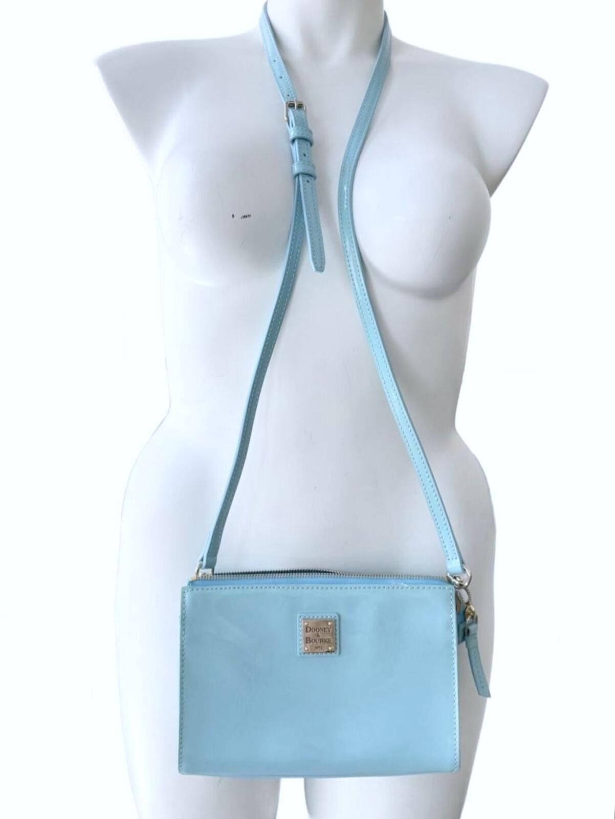 Dooney & Bourke VTG Dooney & Bourke Sea Glass Blue Patent Leather Crossbody Size ONE SIZE - 1 Thumbnail