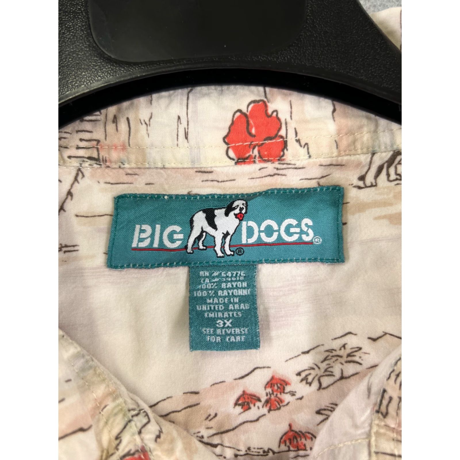 Big Dogs Big Dogs Shirt Adult 3XL Beige Floral Palm Island Rayon Hawaiian Button Mens Size US XXL / EU 58 / 5 - 7 Thumbnail