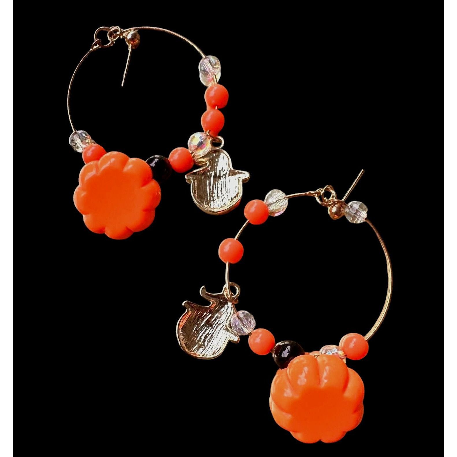 Handmade Halloween Earrings Hoop Handmade New Dangle Posts Jack O Lan Size ONE SIZE - 11 Thumbnail