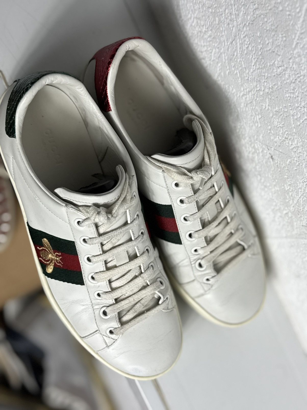 Gucci Gucci GG Leather White Sneakers luxury Size US 7.5 / EU 40-41 - 11 Thumbnail