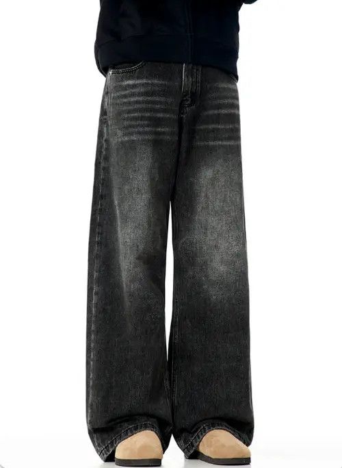 Japanese Brand × Jean Men's vintage washed distressed straight loose jeans Size US 34 / EU 50 - 4 Thumbnail