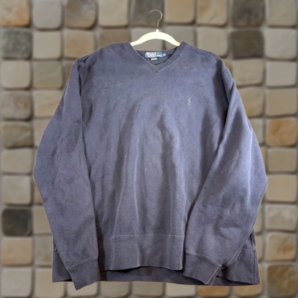 Polo Ralph Lauren VINTAGE Polo Ralph Lauren Sweatshirt Men XL Navy Blue Vneck Mini Pony Preppy Old Money Size US XL / EU 56 / 4 - 1 Thumbnail