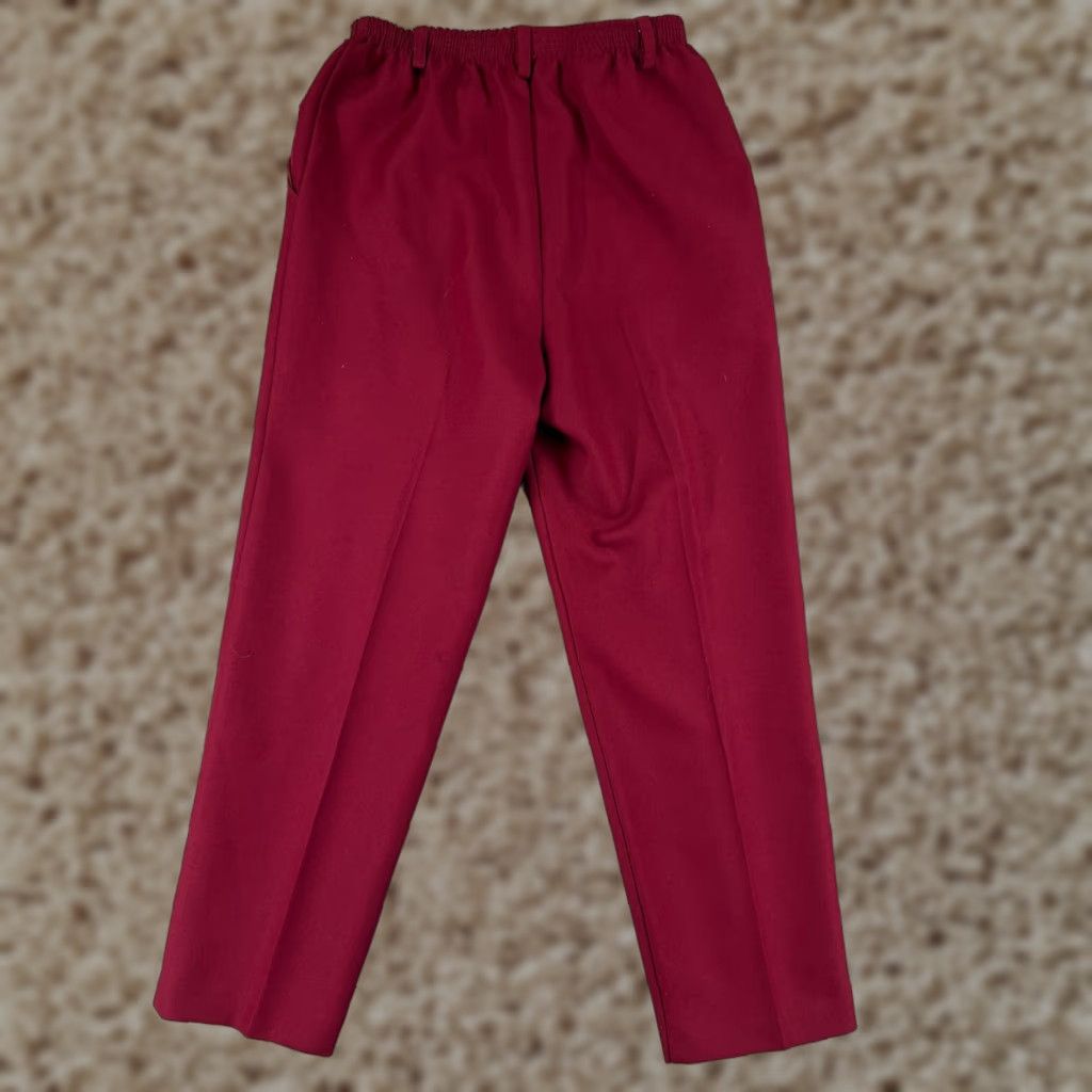 Vintage Classic Collection Pants Womens 10 Chino Regular High Rise Elastic Waist 100% Polyester Red Vintage No Size 32" / US 10 / IT 46 - 1 Thumbnail