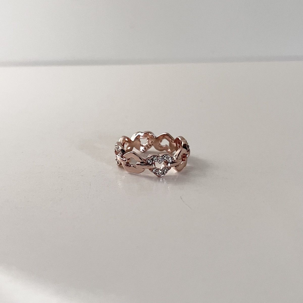 Other 18k Rose gold heart chain ring gold plated size 7 Size ONE SIZE - 3 Thumbnail