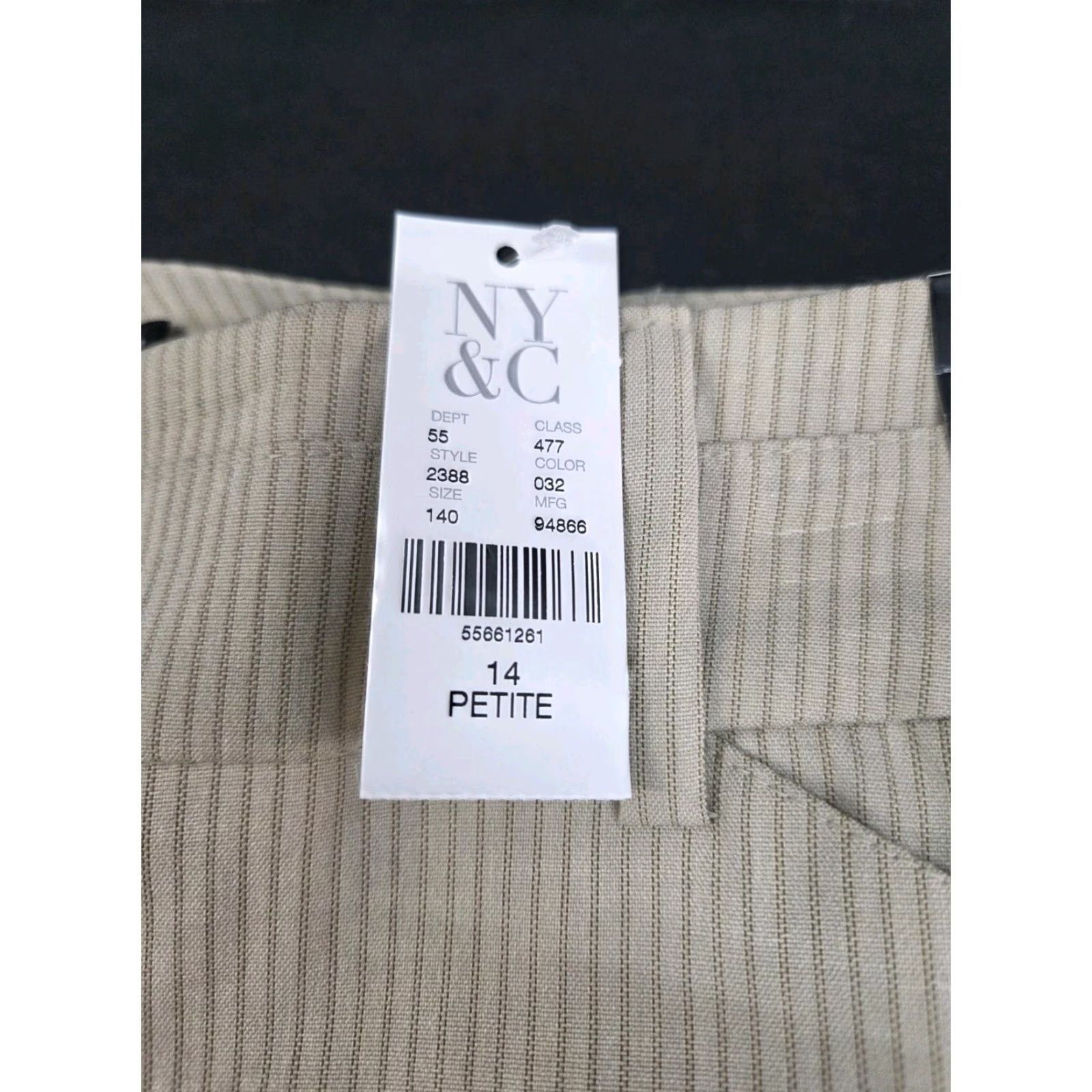 Avenue NWT 7th Avenue Design New York & Co. Womens Beige Dress Pants 14P Petite Flare Knit Polyester Spandex Rayon Bootcut Pockets Buttons Zipper Size 36" / US 14 / IT 50 - 7 Thumbnail