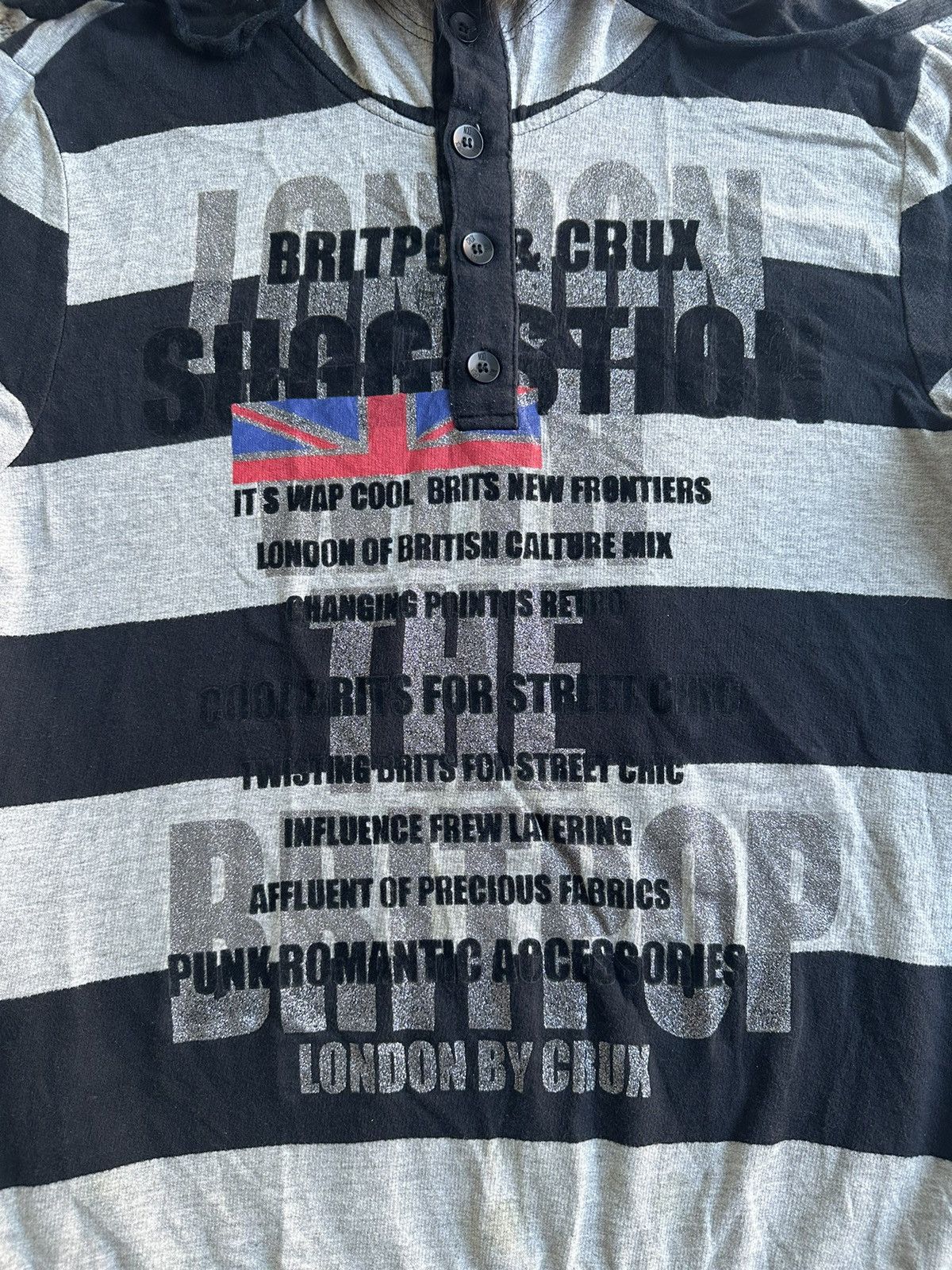 20471120 PUNK ROMANTIC BRITISH FUR STRIPED HOODIE POEM LGB STYLE Size US M / EU 48-50 / 2 - 5 Thumbnail
