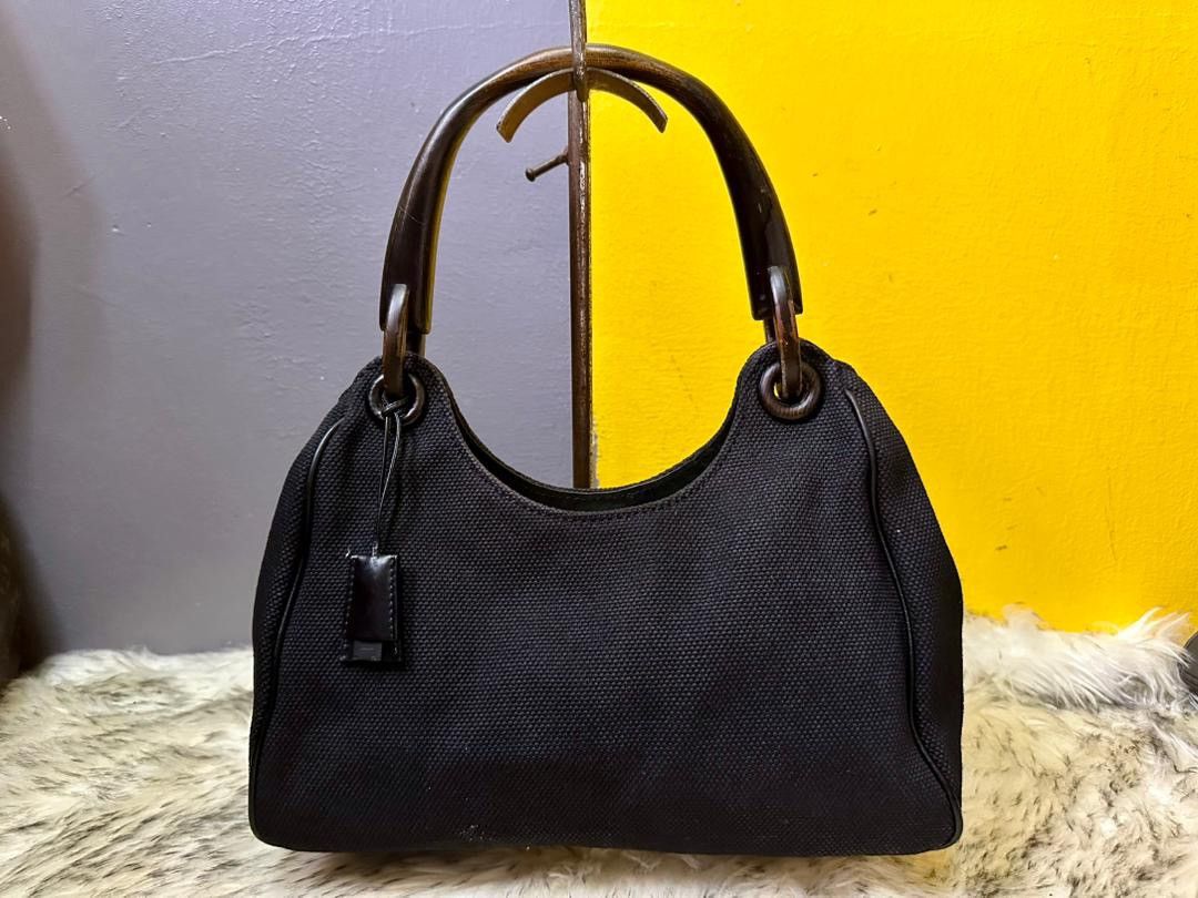 Gucci Authentic Gucci Canvas Wooden Handle Hobo Bag Size ONE SIZE - 1 Thumbnail