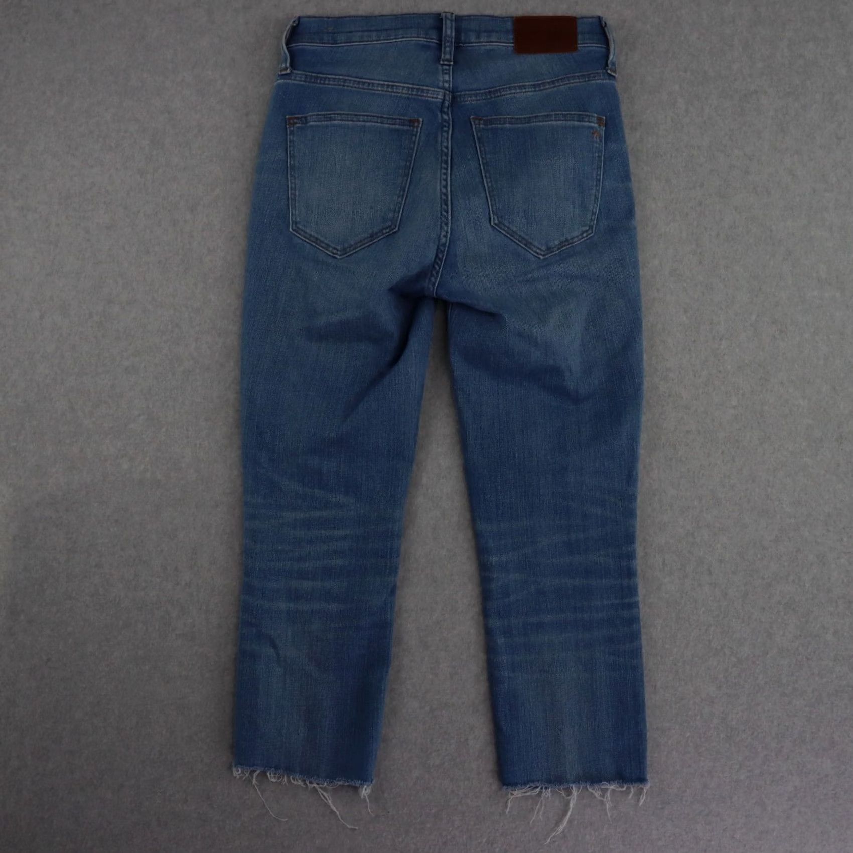 Madewell Madewell Jeans Women 25 Blue 9" High Rise Skinny Button Fly Distressed Frayed Size 42" / US 20 - 2 Thumbnail