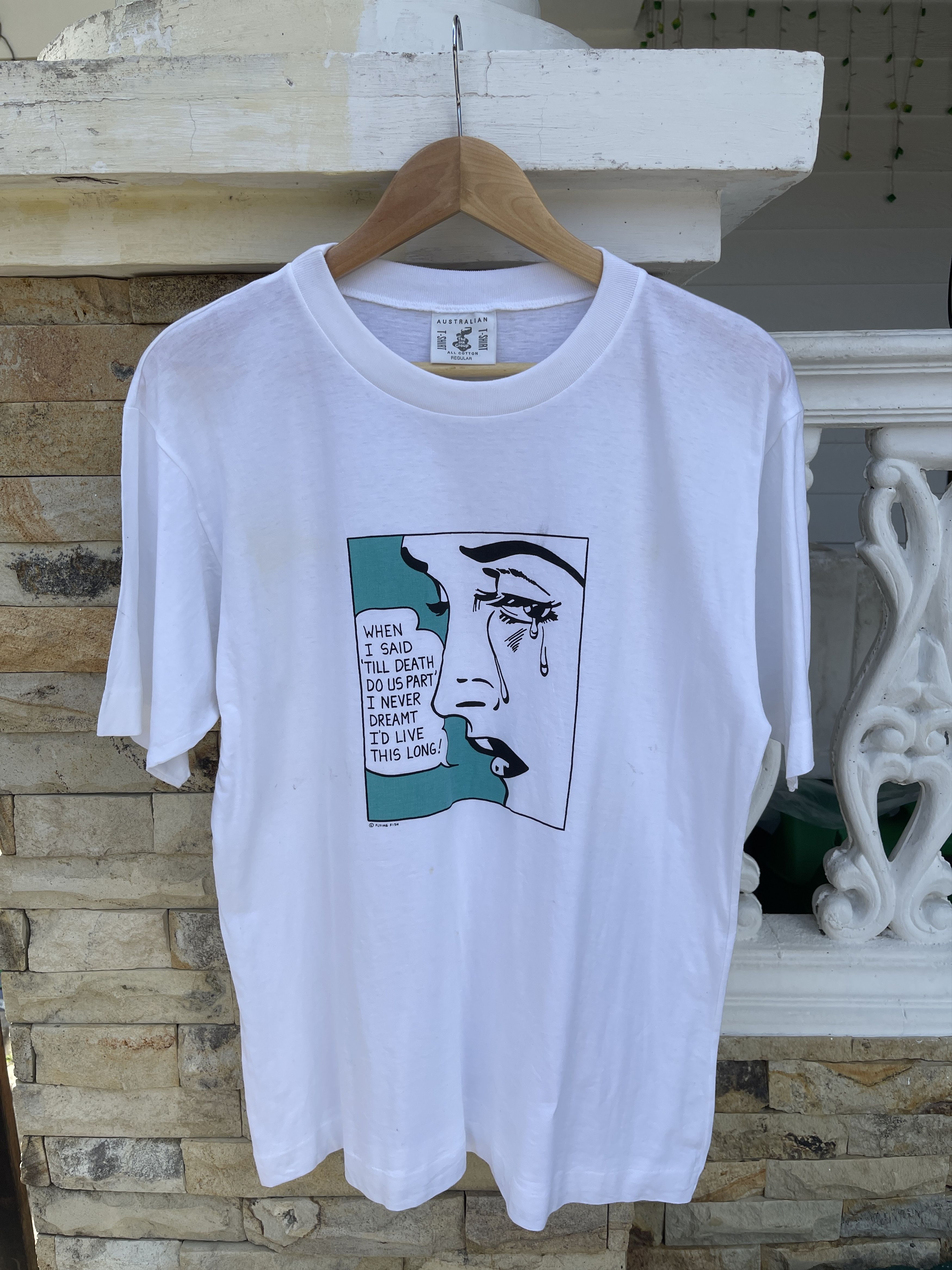 Art Comes First LastDrop🔥Rare🔥Vtg80s Roy Lichtenstein Flying Fish Pop Art Te Size US M / EU 48-50 / 2 - 1 Thumbnail