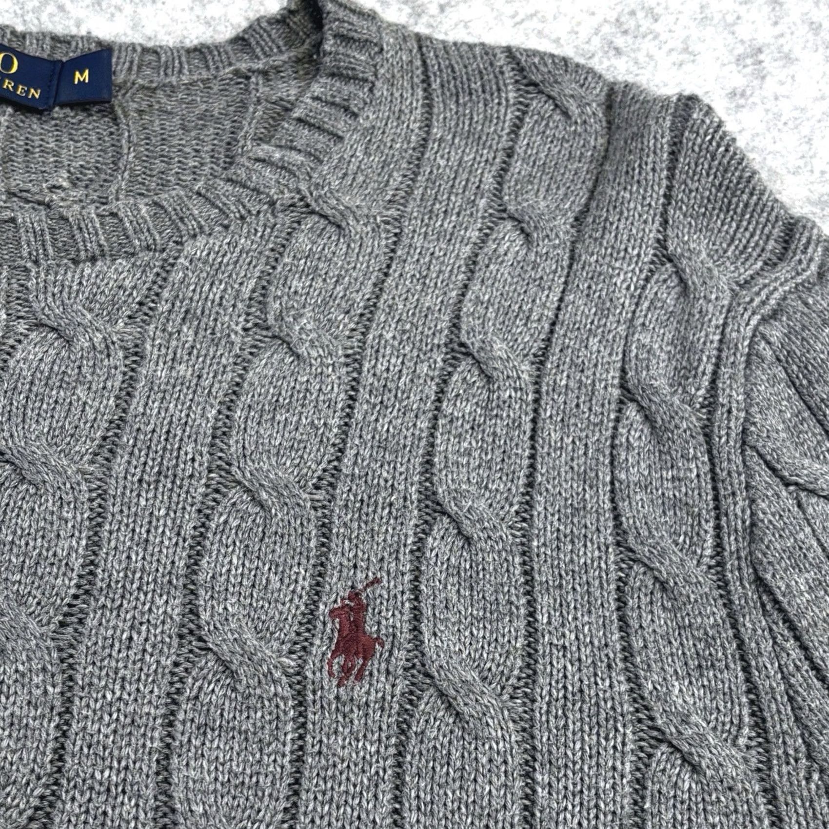 Polo Ralph Lauren Ralph Lauren Jumper Mens Medium Grey Cable-Knit Pullover Polo Ralph Used Size US M / EU 48-50 / 2 - 4 Thumbnail