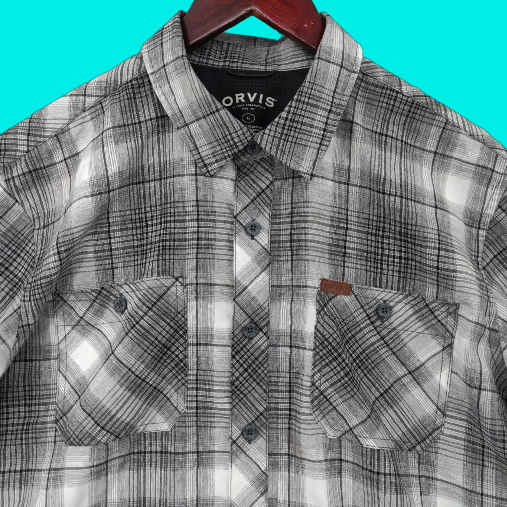 Orvis Orvis Shirt Men Large Plaid Short Sleeve Button-Up Pockets Outdoor Hiking Fishing Flannel Multicolor All Seasons Size US L / EU 52-54 / 3 - 1 Thumbnail