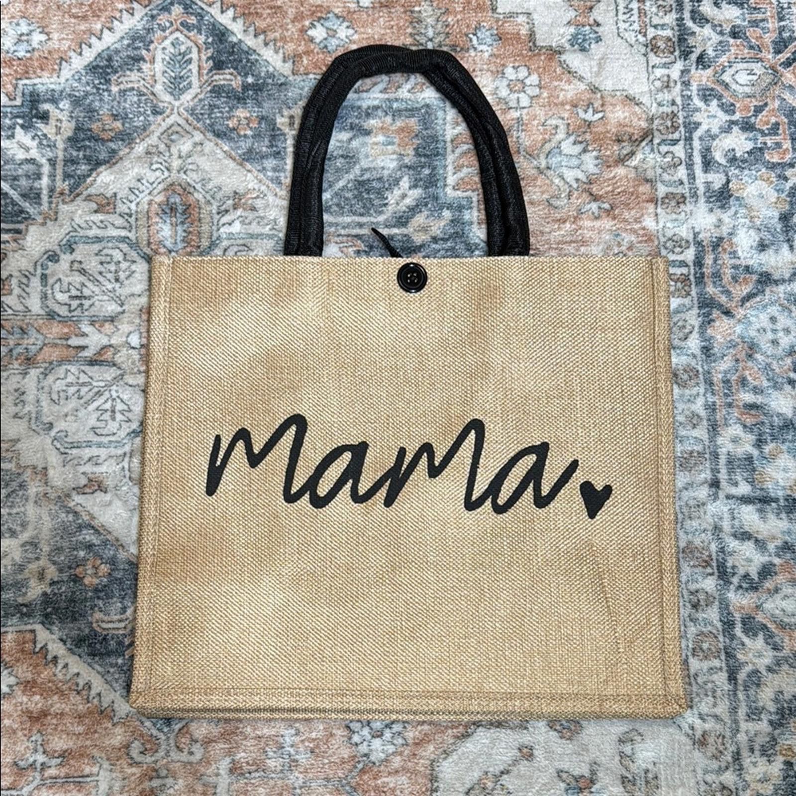 Designer Mama Jute Tote Bag - Tan and Black Size ONE SIZE - 1 Thumbnail