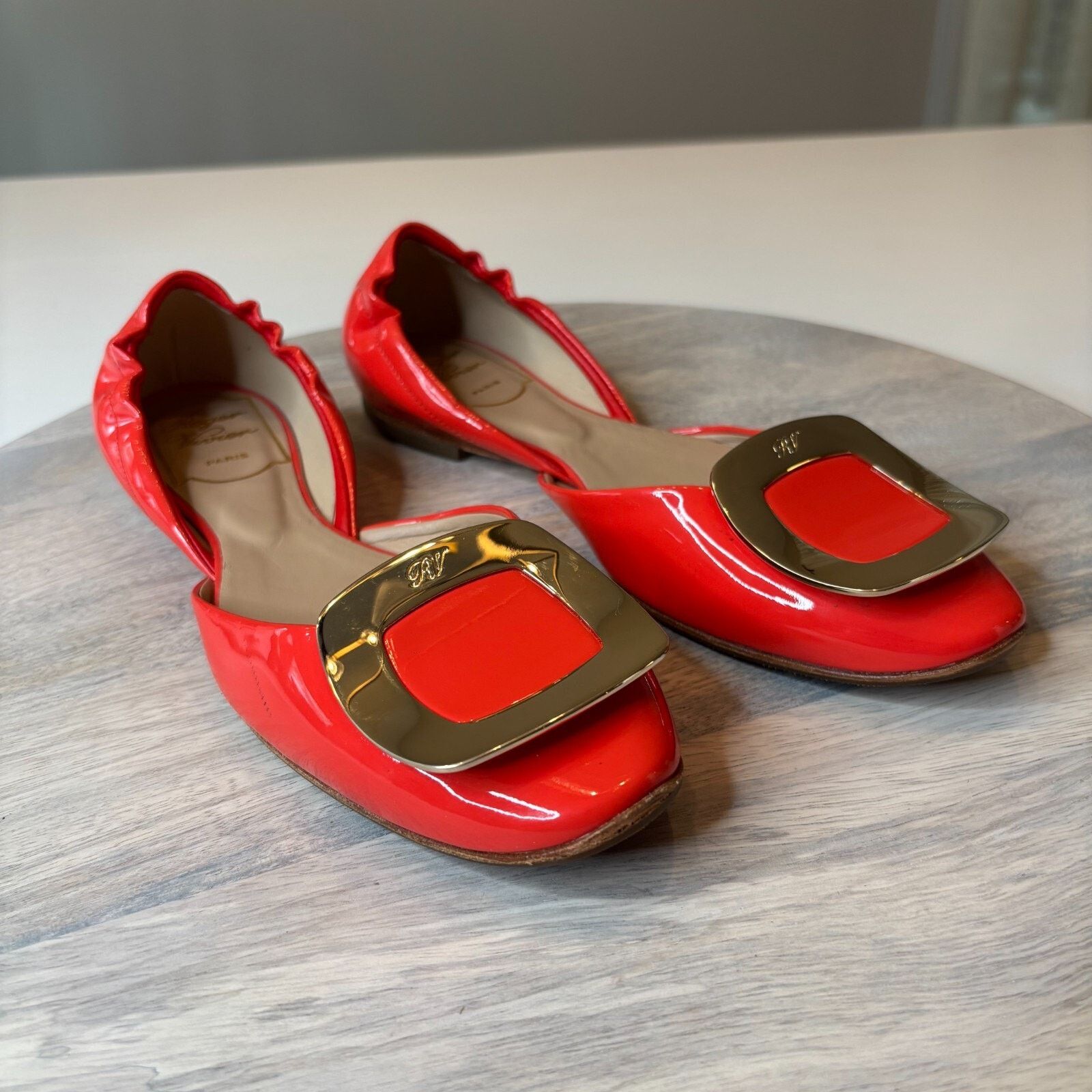 Roger Vivier Roger Vivier Women's Red Orange Ballet Flats Italy US Size 5 Size US 5 / IT 35 - 3 Thumbnail