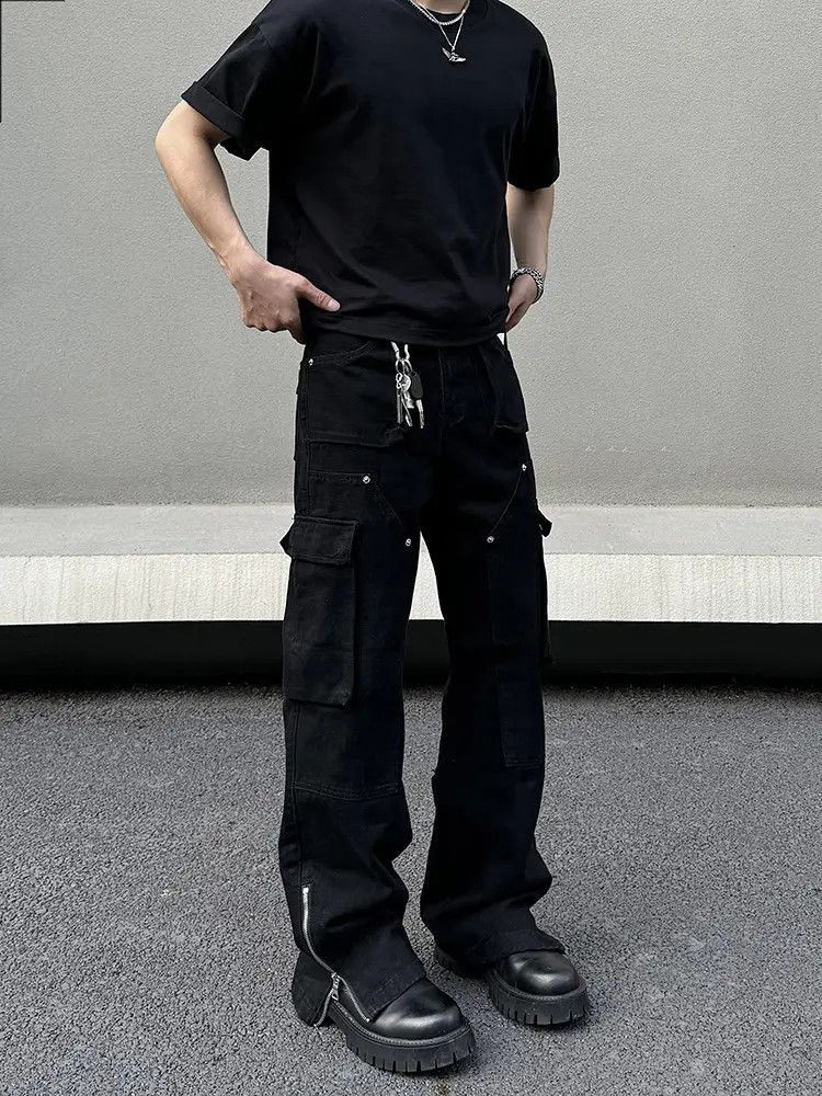 Japanese Brand × Jean Opium Ankle Zip Cargo Stacked Denim Jeans Size US 32 / EU 48 - 2 Thumbnail