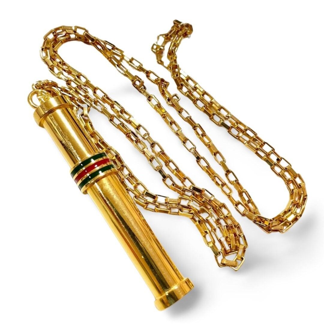 Gucci Vintage Gucci golden stick perfume bottle necklace. Webbing Size ONE SIZE - 1 Thumbnail