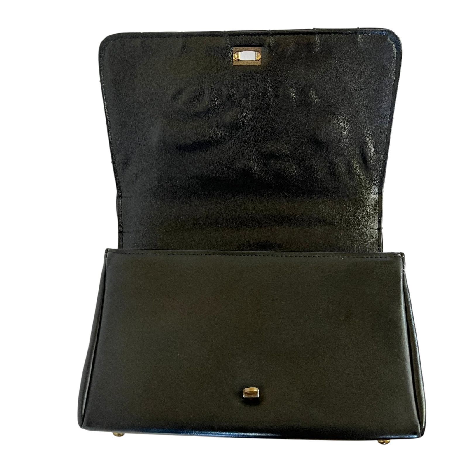Vintage Vintage Verdi Black Embossed Turnlock Satchel Handbag Size ONE SIZE - 6 Thumbnail