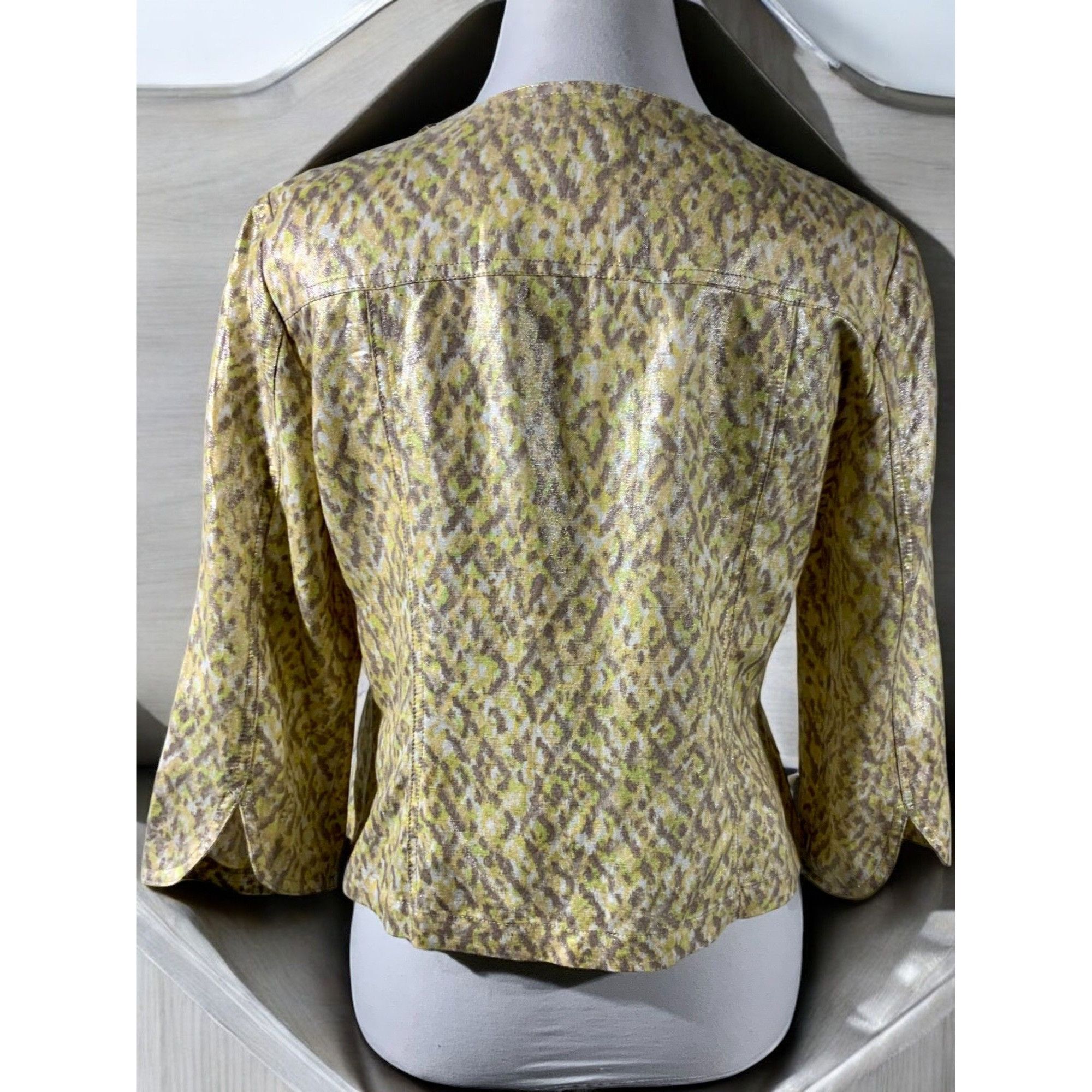 Designer Ruby Rd Petite Tan Animal Print Quarter Sleeve Embellished L Size L / US 10 / IT 46 - 3 Thumbnail