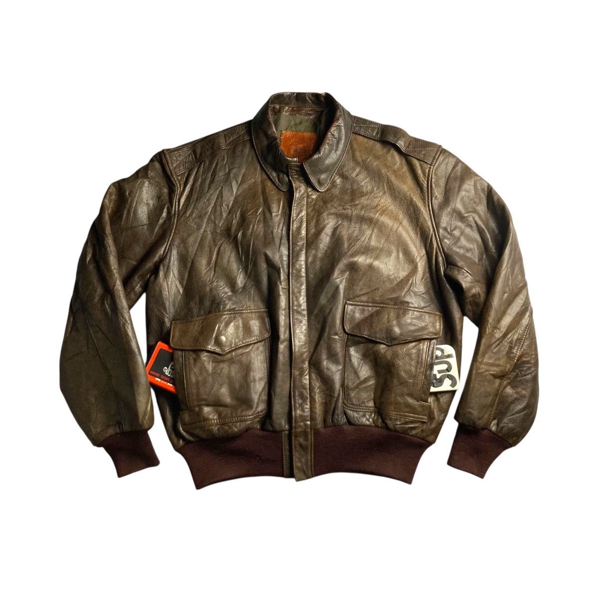 RARE 🔥 VINTAGE 80s GOLDEN BEAR GENUINE LEATHER BOMBER JACKET