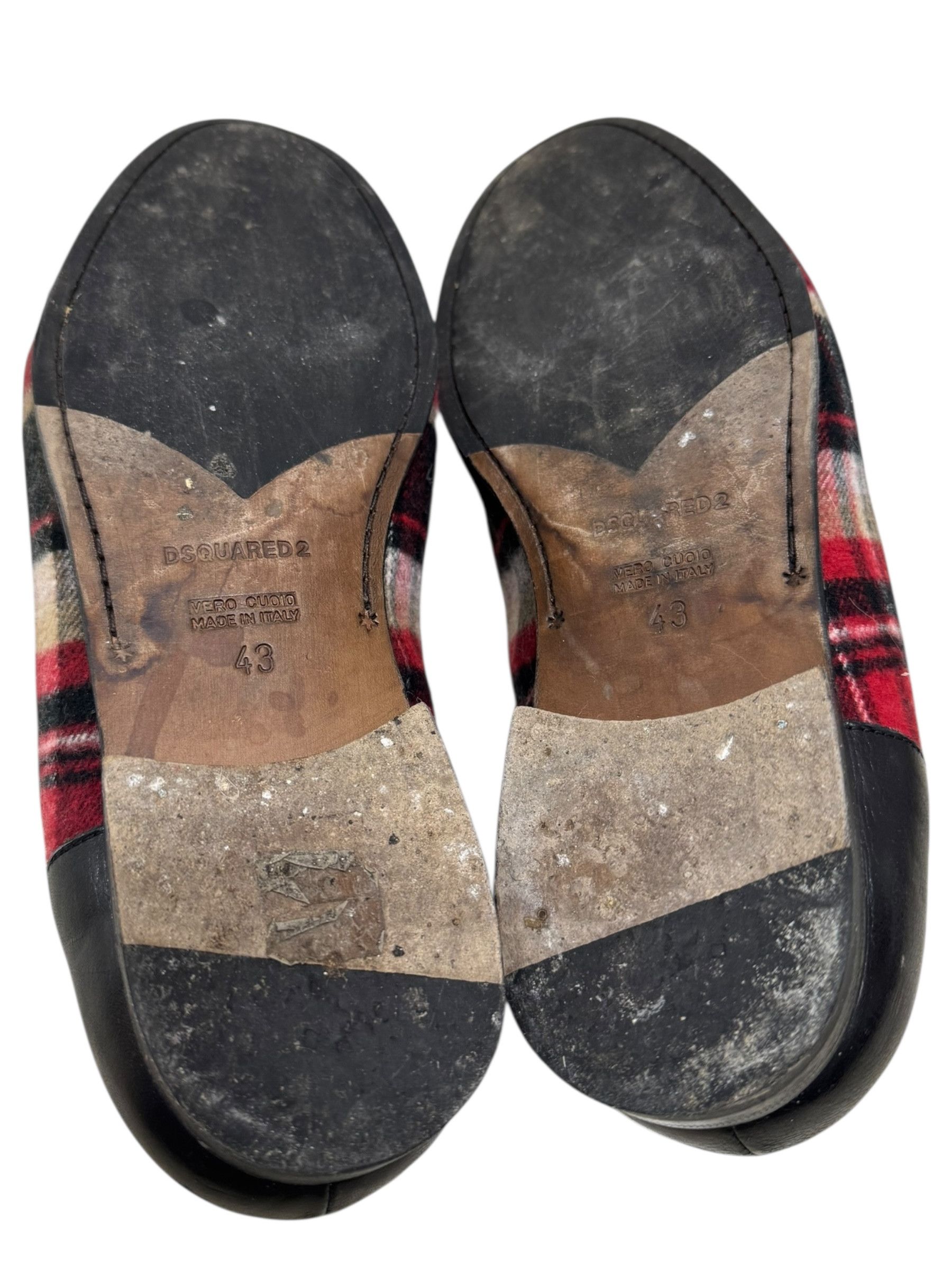 Dsquared2 Dsqaured2 Red Wool Tartan Plaid Bear Fur lined Mens Loafers Size US 10 / EU 43 - 7 Thumbnail