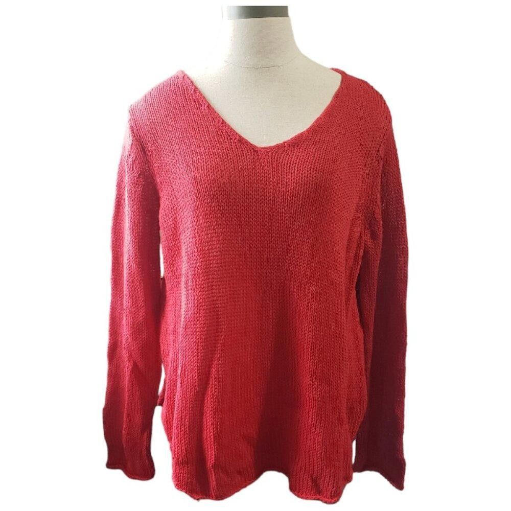 Designer CT1766 Wooden Ships Red Sweater Long Sleeve S/M Size S / US 4 / IT 40 - 1 Thumbnail
