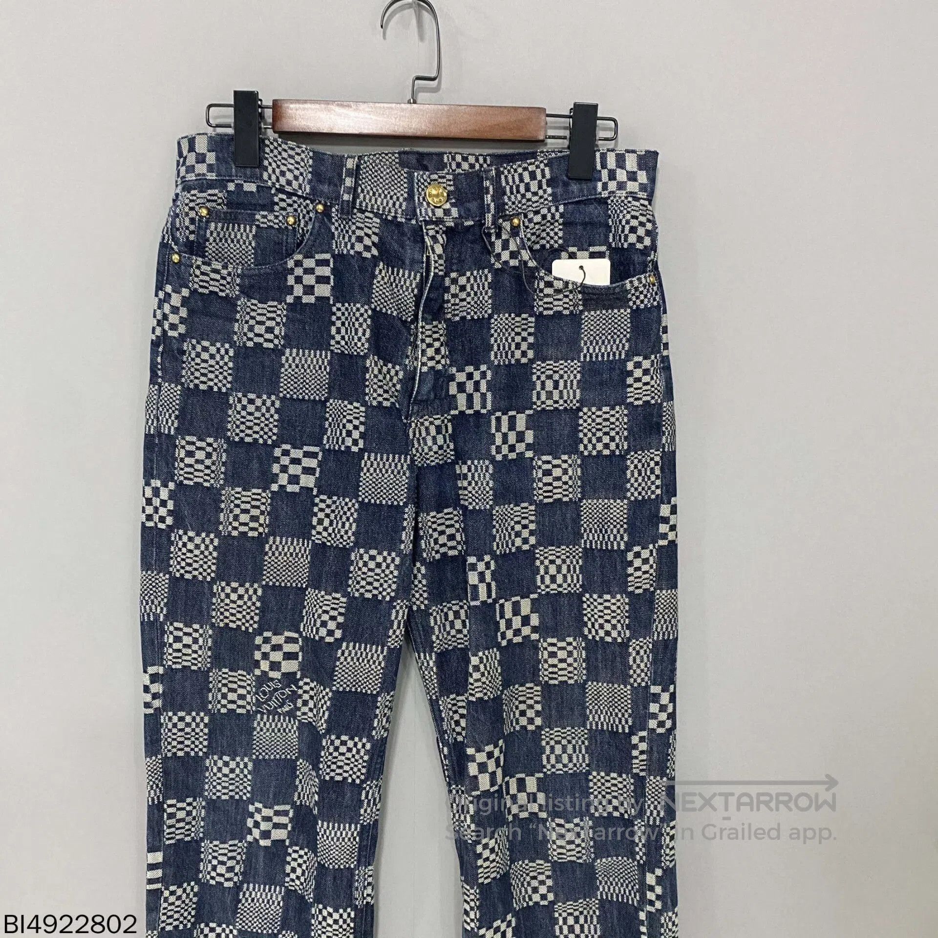 Louis Vuitton checkerboard pattern denim pants. Size US 32 / EU 48 - 3 Thumbnail