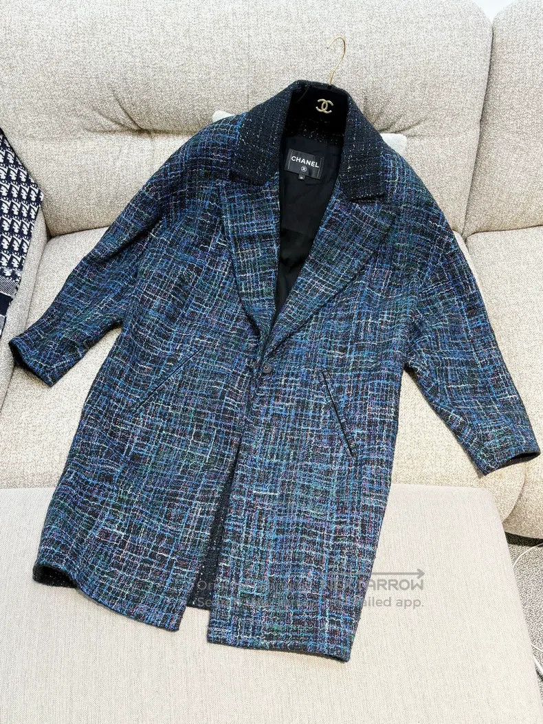 Other Chanel 22P dark blue woven long-sleeved medium-length coat Size XS / US 0-2 / IT 36-38 - 2 Thumbnail