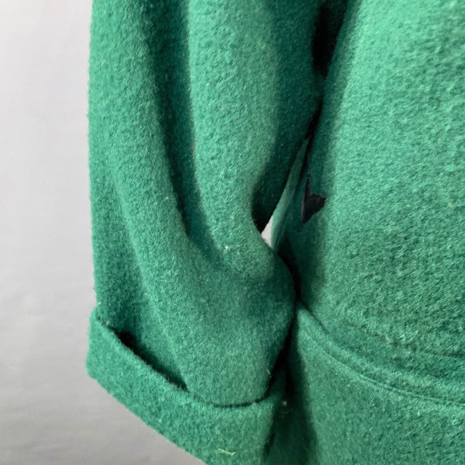 Jean Charles De Castelbajac Size 2 Green Black Wool Leather Fringe Hooded Coat Size XS / US 0-2 / IT 36-38 - 7 Thumbnail