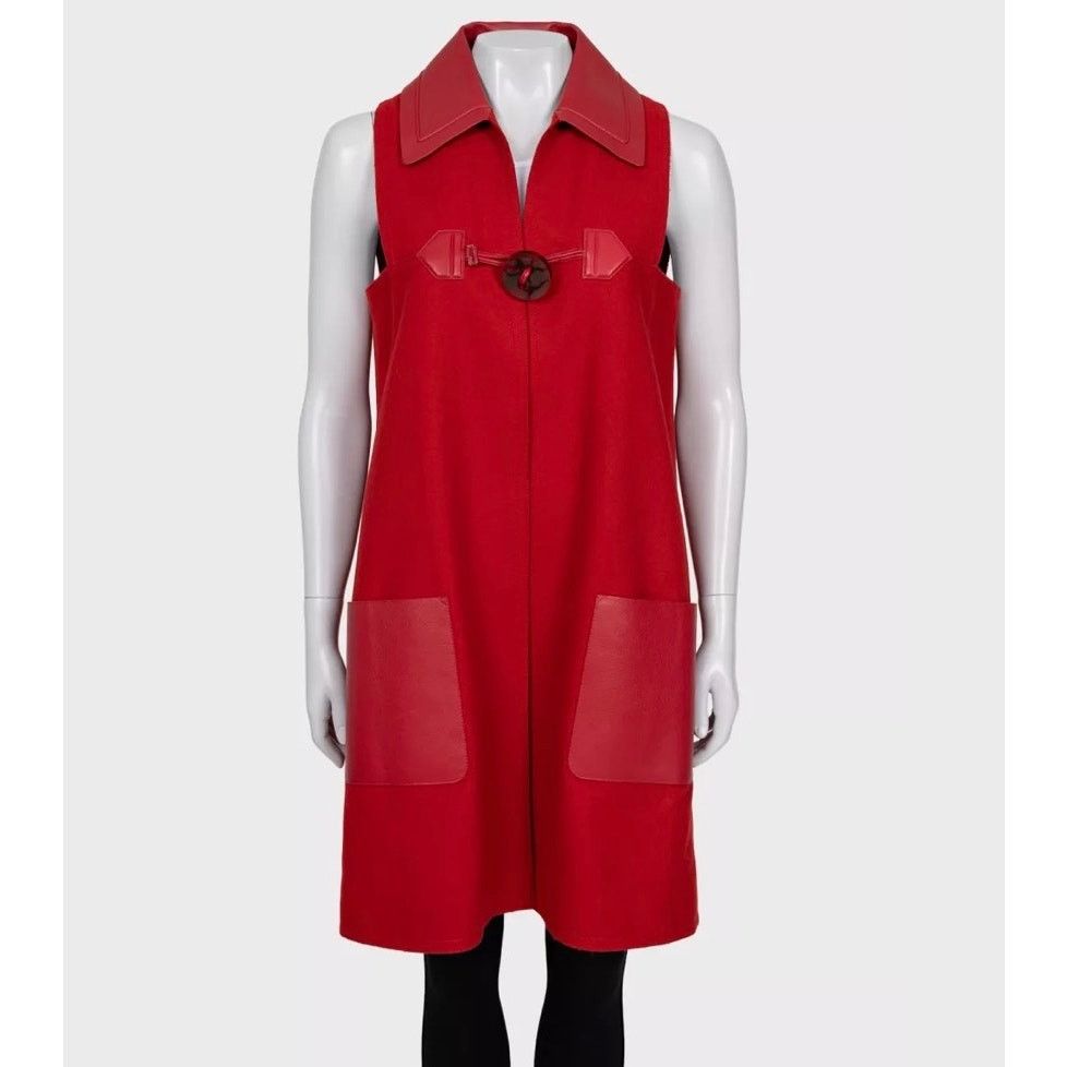 Fendi NWOT Fendi Red Virgin Wool & Leather Vest - IT42/M Size M / US 6-8 / IT 42-44 - 1 Thumbnail