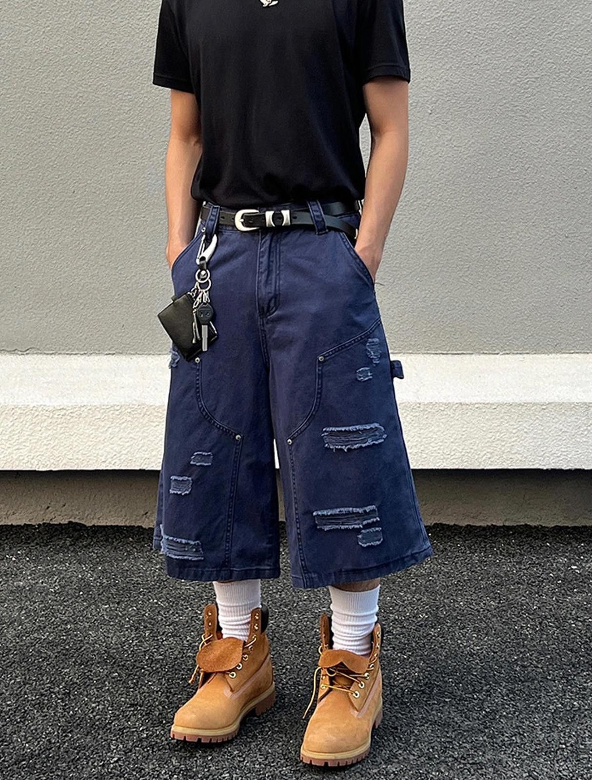 Jean × Vintage Trendy Distressed Denim Culottes - Stylish Casual Wear Size US 32 / EU 48 - 2 Thumbnail