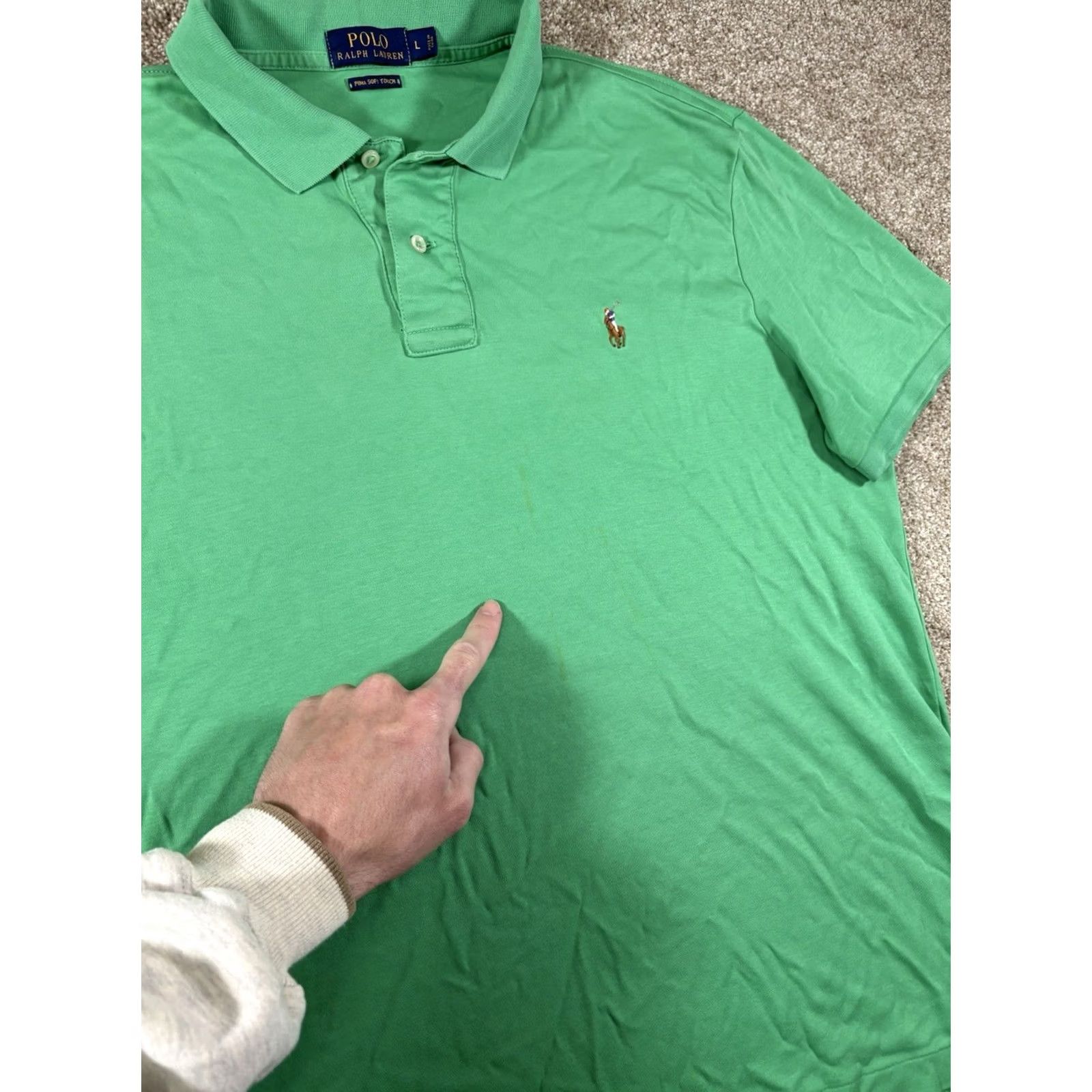 Polo Ralph Lauren Polo Ralph Lauren Men's Green Short Sleeve Shirt Pima Soft Touch Size Large Size US L / EU 52-54 / 3 - 3 Thumbnail