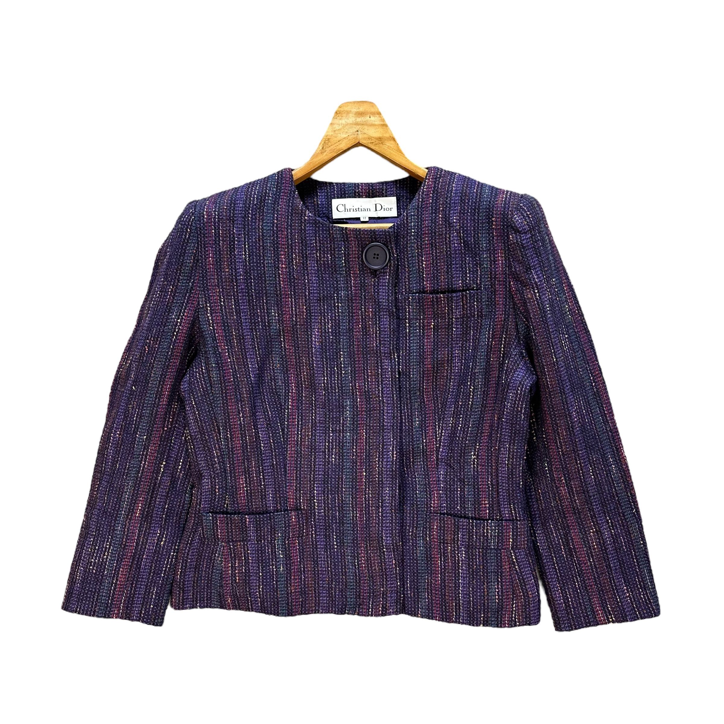 Christian Dior Monsieur CHRISTIAN DIOR Purple Tweed Elegant Jacket #A56-1287 Size M / US 6-8 / IT 42-44 - 1 Thumbnail