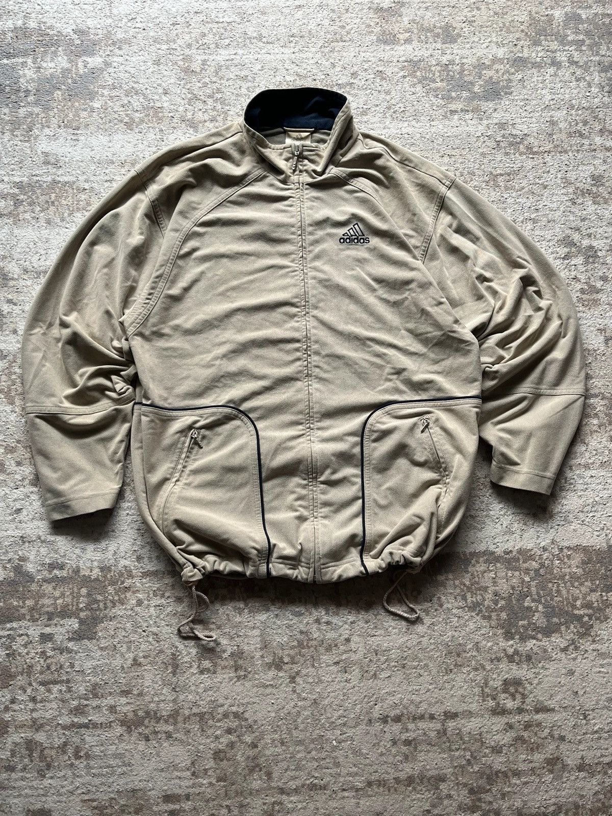 Adidas Adidas 2002 Y2K Beige Windbreaker Velour Track Jacket Rare Size US S / EU 44-46 / 1 - 1 Thumbnail