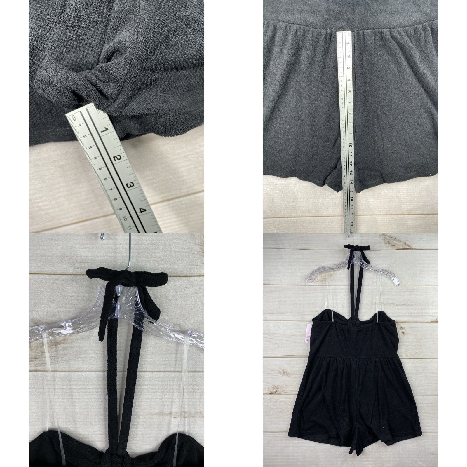 Vintage Wild Fable Shortall Womens L Black Terry Cloth Short Romper Halter Beach NWT! Size 36" / US 14 / IT 50 - 8 Thumbnail