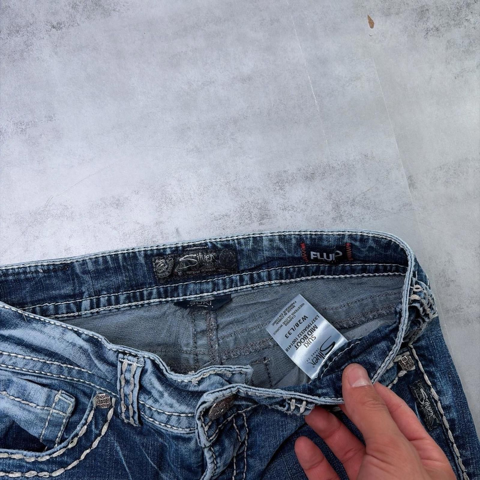 Silver Jeans Co. Y2K Blue Silver Jeans Grunge Suki Bootcut Denim Jeans Size 30" / US 8 / IT 44 - 5 Thumbnail
