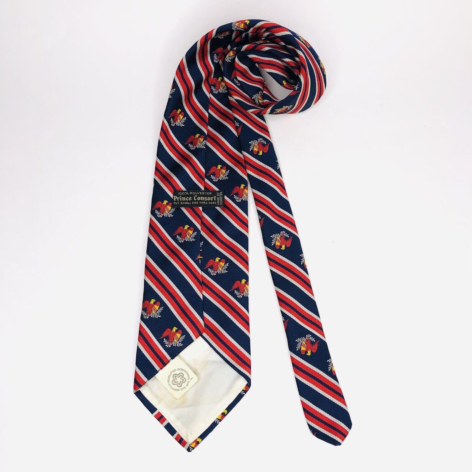 Other Prince Consort Men Tie Eagle Red Navy Stripped Size ONE SIZE - 2 Thumbnail