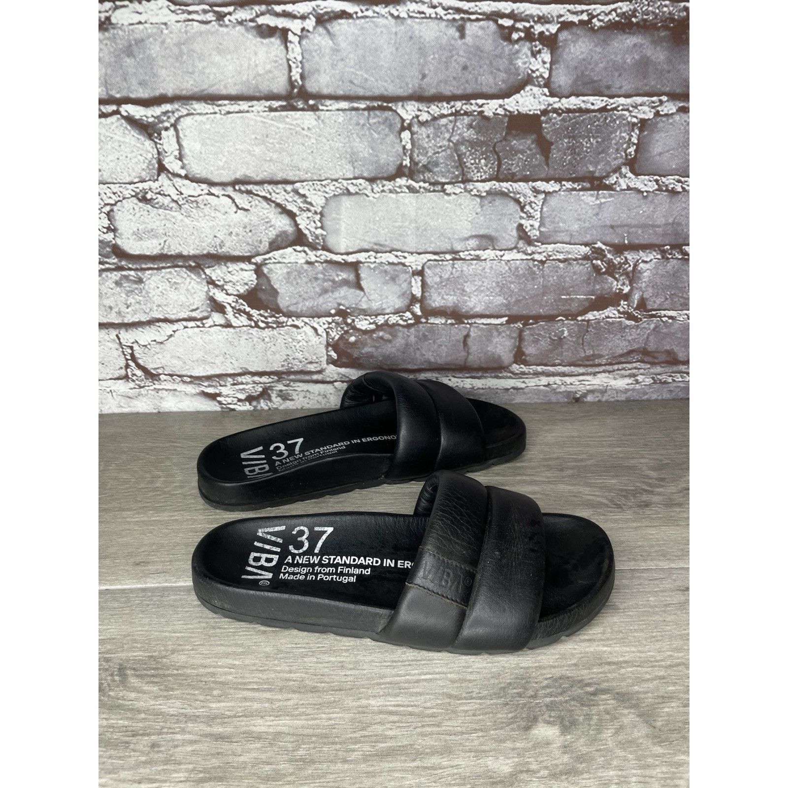 Other VIBA Porto Preto Black Leather Portugal Slides Sandals Women Size US 6.5 / IT 36.5 - 3 Thumbnail